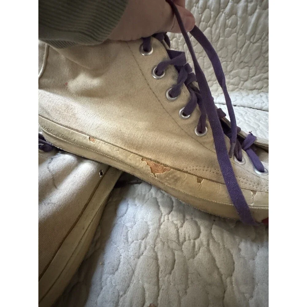 Vintage Pro-Keds High Top Basketball Shoes Off White Distressed 13” Outsole RARE